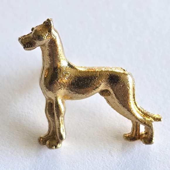 Vintage Jewelry - Vintage dog pin lapel brooch gold tone pup puppy canine doberman great dane